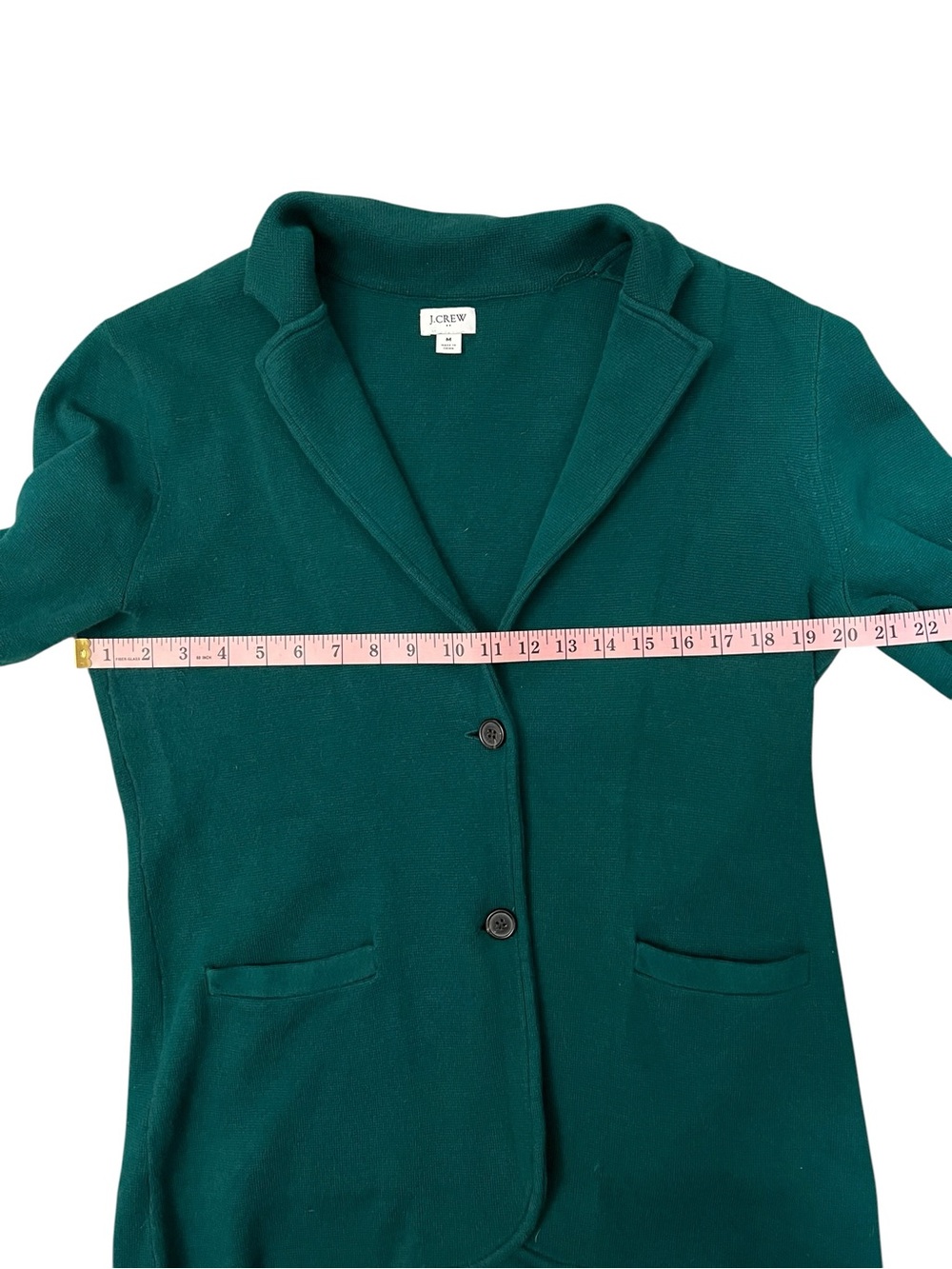 J. Crew Dark Green Knit Blazer Cardigan Size M EUC - Picture 4 of 7